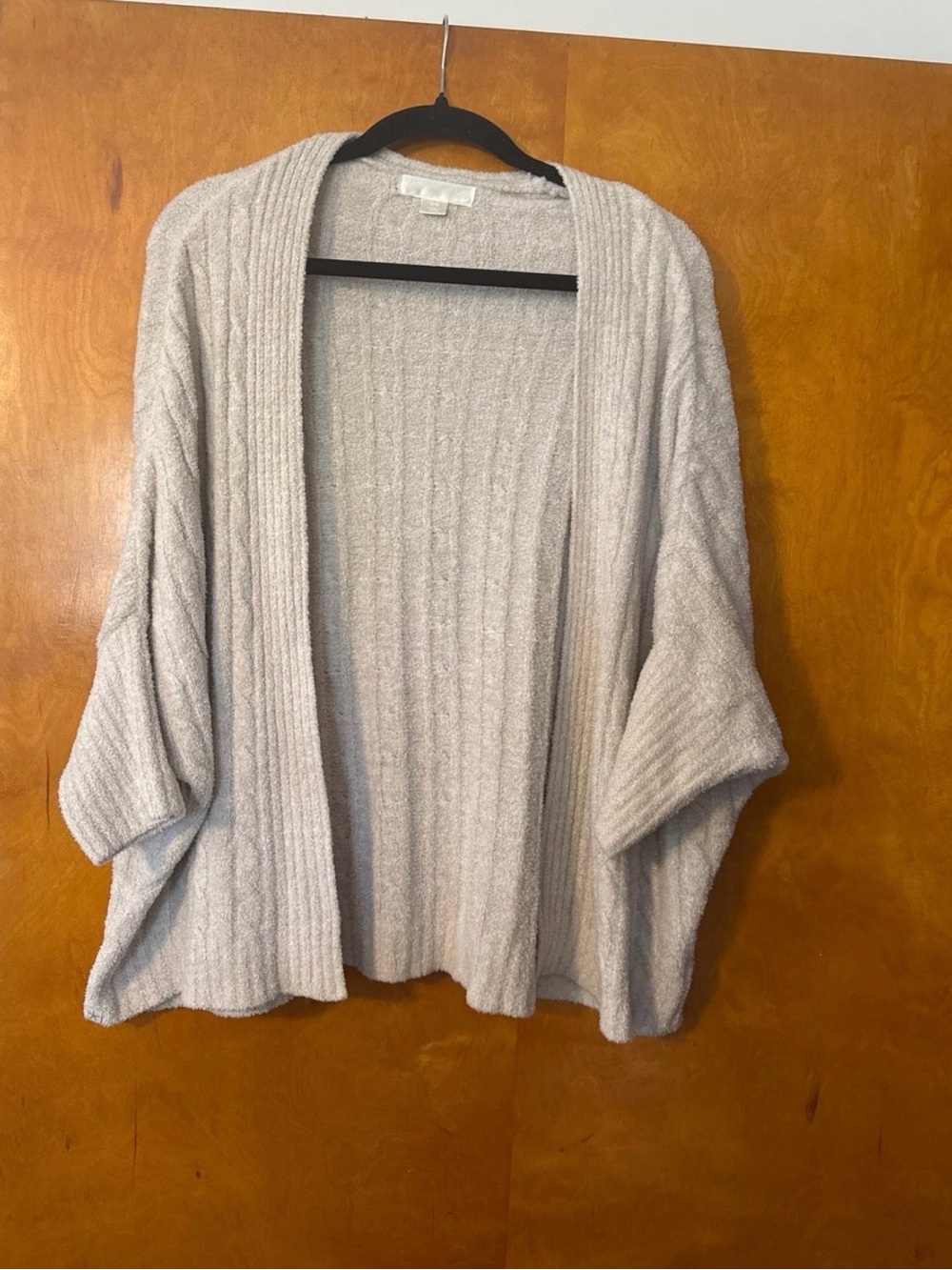 Barefoot Dreams Light Taupe Ribbed Open-Front Cardigan